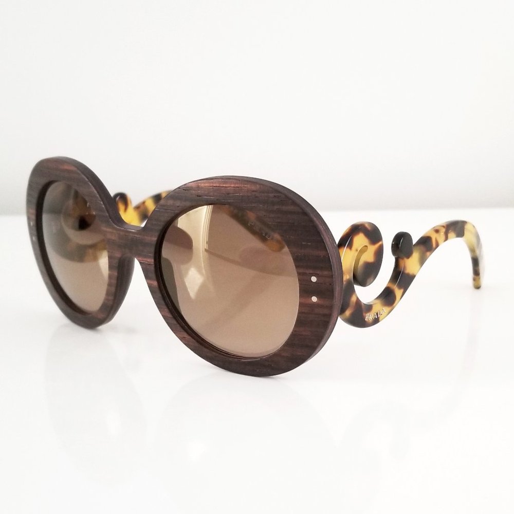 Prada | Minimal Baroque Wooden Sunglasses SPR27R